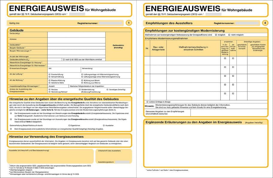 Der aktuell gültige Energieausweis für Wohngebäude_Formular